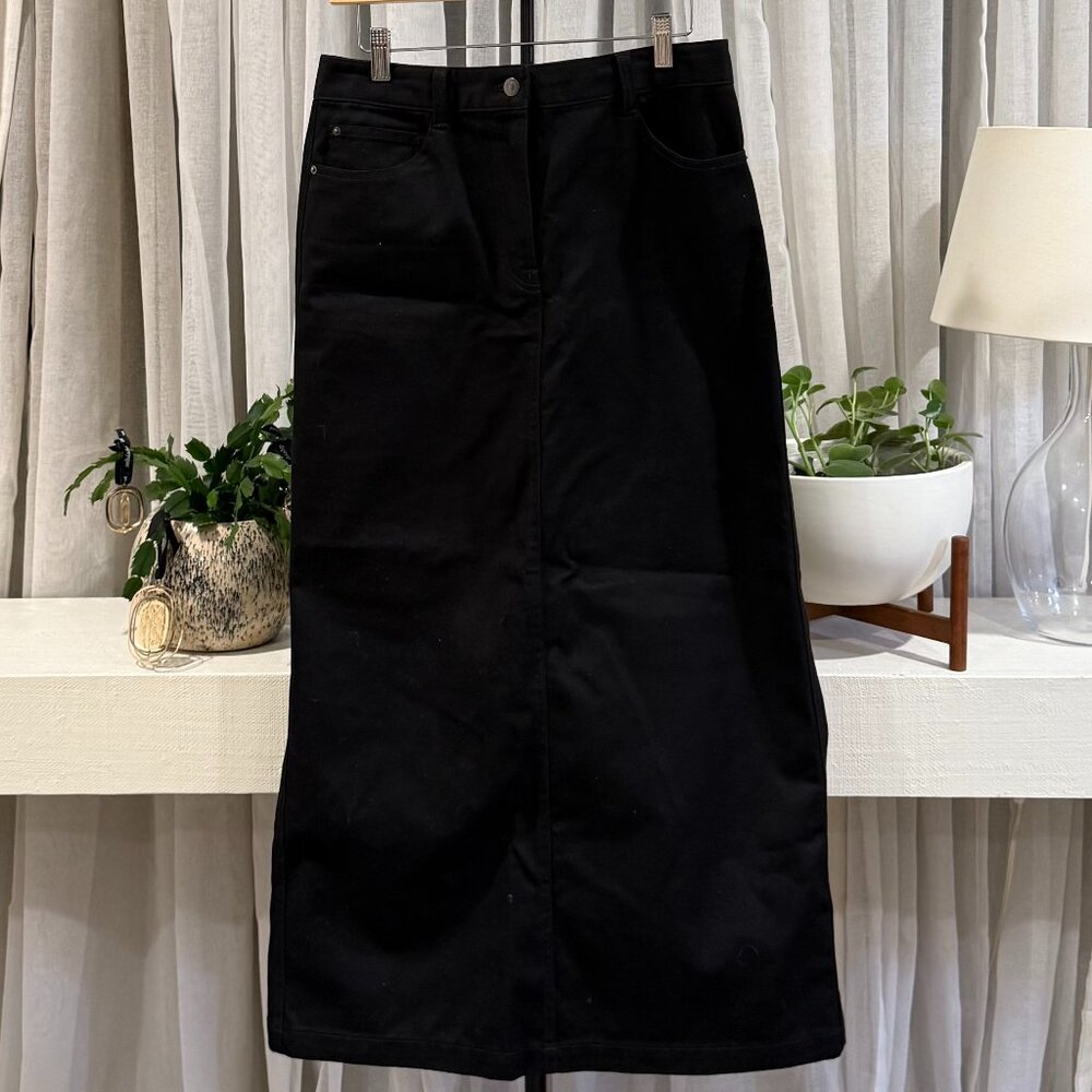 Musinsa Black High Waist Maxi Skirt Straight Fit 30” Waist